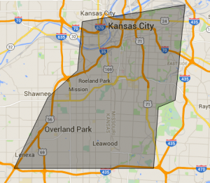 The highlighted area illustrates the delivery zone for Postmates. The app indicates whether a user is outside of the zone as well. 