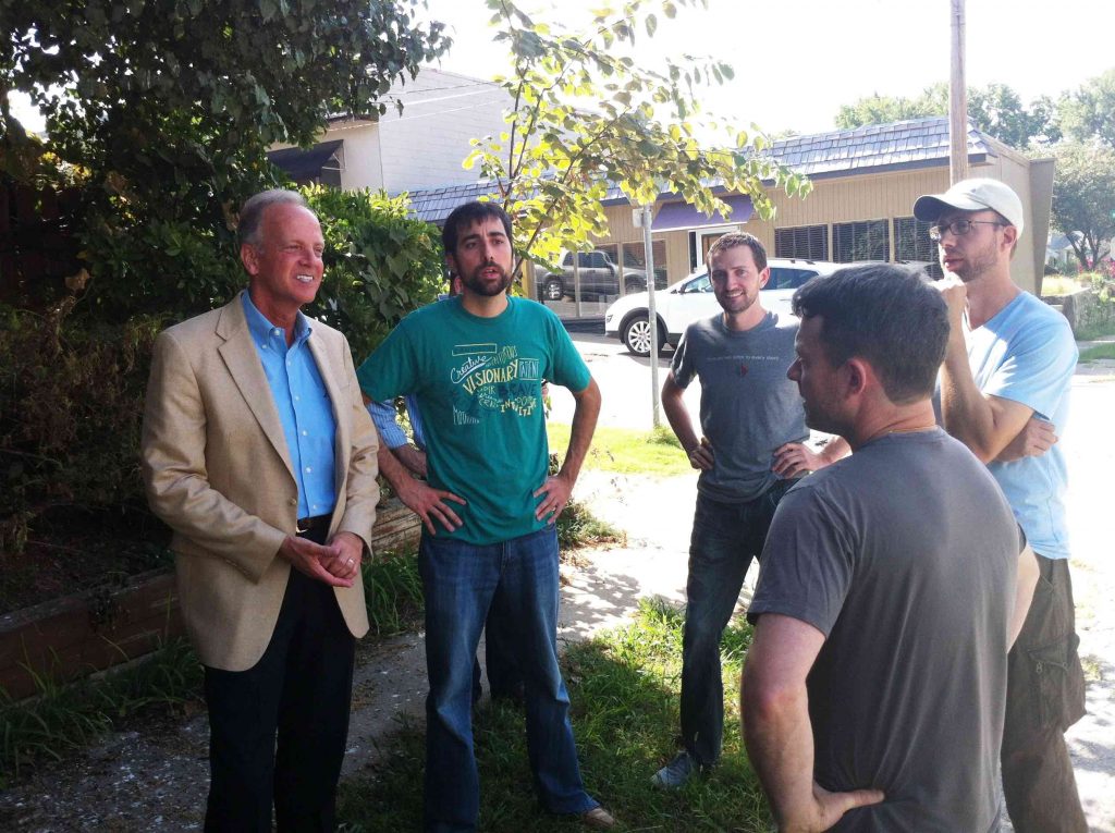 Sen. Moran visiting with entrepreneurs in the Kansas City Startup Village.