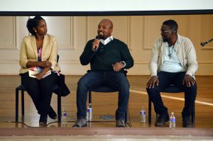 Adrienne Haynes, SEED Law; Donald Hawkins, CitySmart; Quest Moffat, Project United Knowledge; BlackTech Week