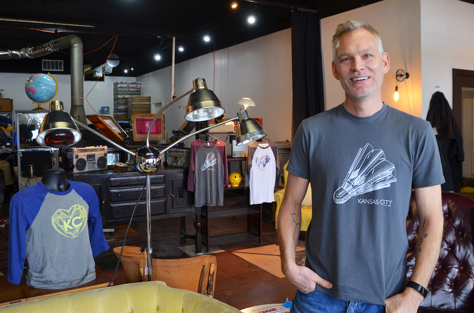 Vintage WiFi mashup: Designer converts old items into bluetooth speakers at Troost T-shirt shop