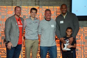 Ryan Weber, KC Tech Council; Ryder Jarrett, student intern; Jeff Portsche, Garmin; and Davyeon Ross, ShotTracker