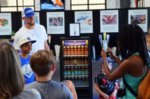 Hunter Dozier with fans at Tea-Biotics Kombucha