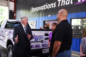 Mike Parson, Missouri governor; Discovery Design Truck & Manufacturing, St. Peters; Photo courtesy of the Missouri Governor's Office