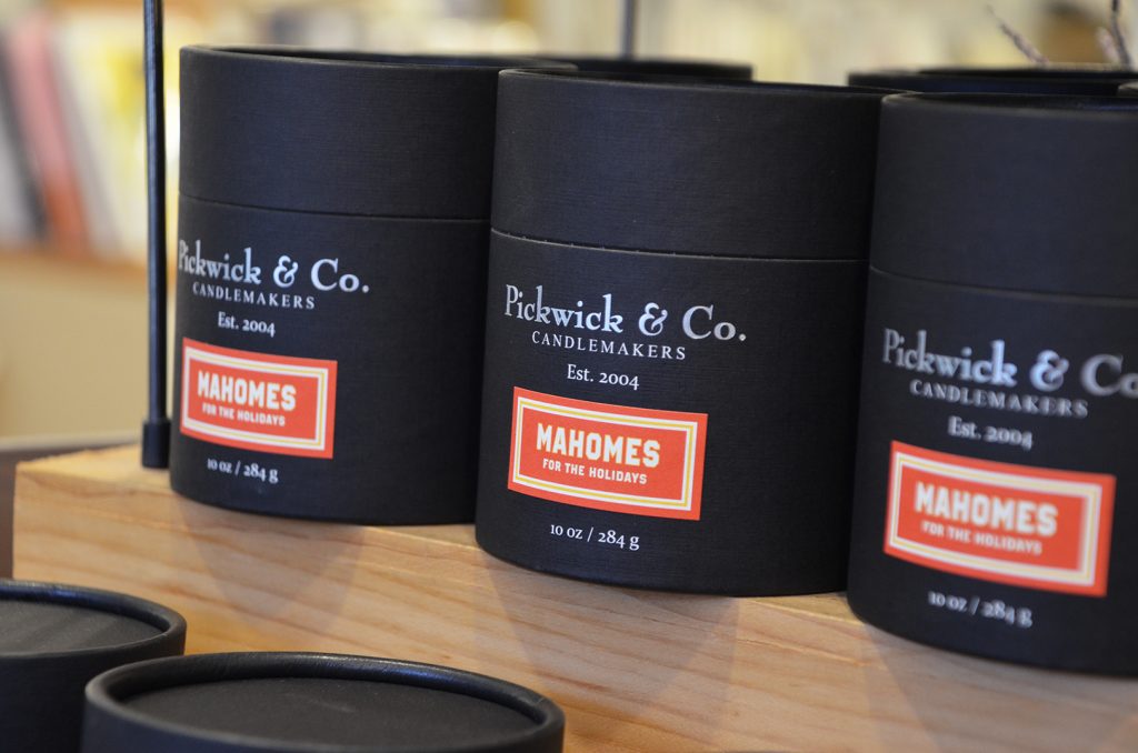 Pickwick & Co. “Mahomes For The Holidays” candles at Mid Coast Modern
