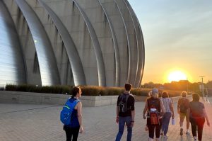 Urban Hikes KC outside the Kauffman Center for the Performing Arts, Crossroads