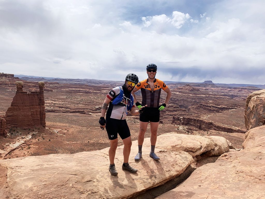 Matt Baysinger and Ryan Henrich on an April biking trip in Utah