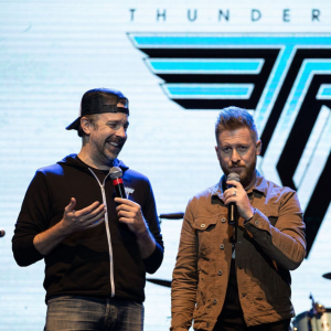Jason Sudeikis and Billy Brimblecom at Thundergong, November 2020