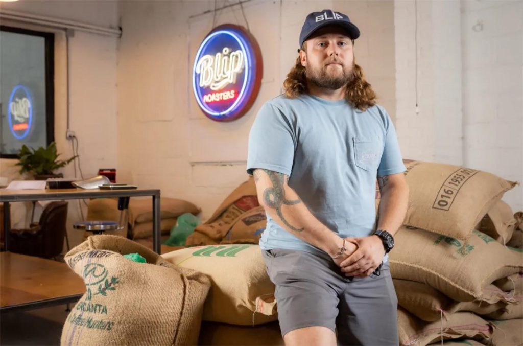 Ian Davis is the owner of Blip, a coffee shop in Kansas City’s West Bottoms. Blip received a grant from the Restaurant Revitalization Fund that helped with reopening and hiring more staff. Photo by Zach Bauman/The Beacon