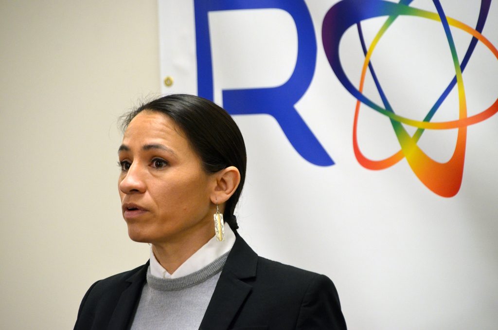 U.S. Rep. Sharice Davids, D-Kansas, Wednesday at Ronawk in Olathe