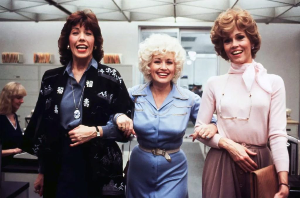 Lily Tomlin, Dolly Parton, and Jane Fonda in a promotional photo for "9 to 5"; photo courtesy of 20th Century Fox